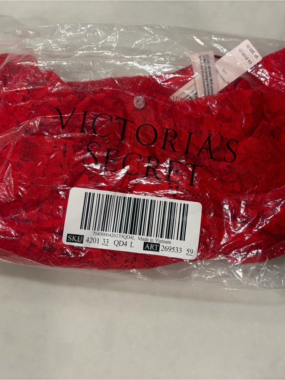 Victoria's Secret Bright Red Lace Bralette (A1.4)